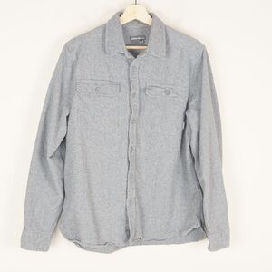 Eddie Bauer Double Brushed Chamois Gray 100% Cotton Flannel Button Shirt Sz M